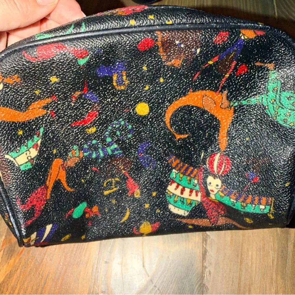 Piero Guidi‎ Magic Circus print crossbody bag embossed fabric with leather trim